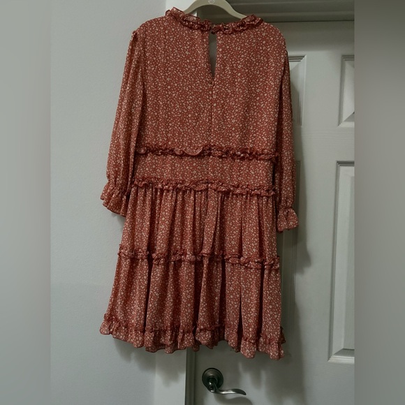 She + Sky Terracotta Floral Long Sleeve Dress - Picture 5 of 12